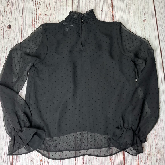Black Polka Dot Sheer Blouse - Picture 4 of 9